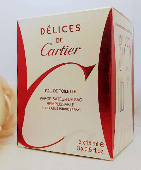 ❤️DELICES CARTIER,REFILLABLE PURSE SPRAY,EAU DE TOILETTE,3 X 0.5