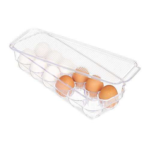 relaxdays Egg Holder Portauova, per 12 Uova, con Coperchio, Facile da (G7O)