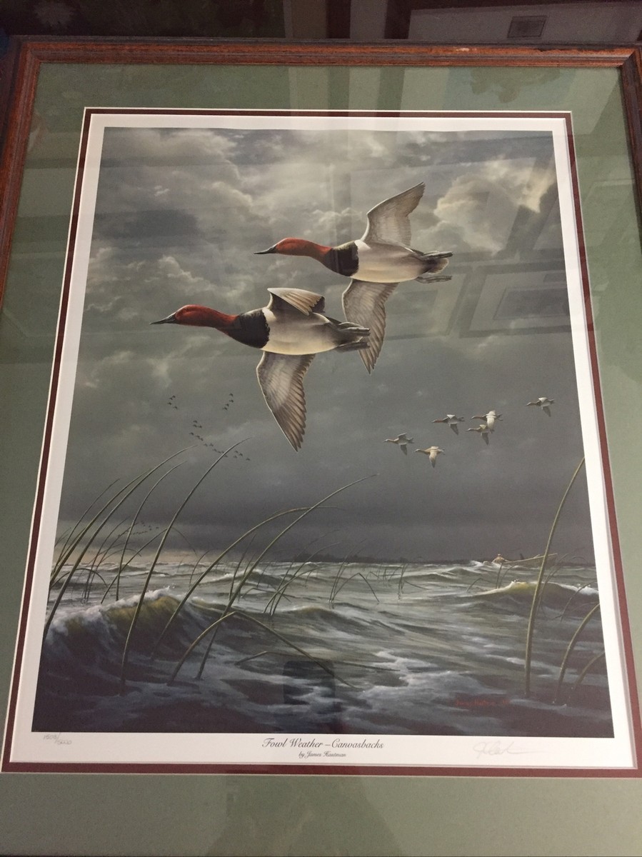 絵画 James Hautman Fowl Weather - Canvasbacks James Hautman,”Fowl Weather - Canvasbacks” Excellent 1503/,5000