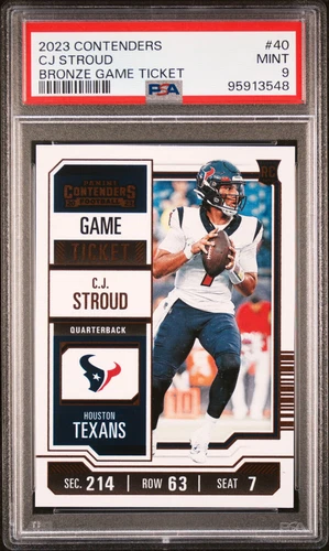 2023 Panini Contenders CJ Stroud RC #40, BRONZE Parallel, Houston Texans, PSA 9