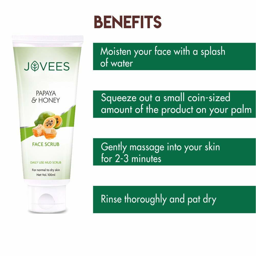 Jovees Facial Scrub Papaya & Honey 100g Daily Use Mud Scrub Normal to