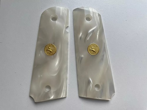 New White Pearl Resin Grip For Colt 1911 Full Size Kimber Clones ;No02 - Picture 8 of 9