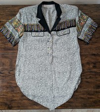 Vtg Platinum Dorothy Schoelen Shirt P Petite Art to Wear Maximalist Tribal Boho