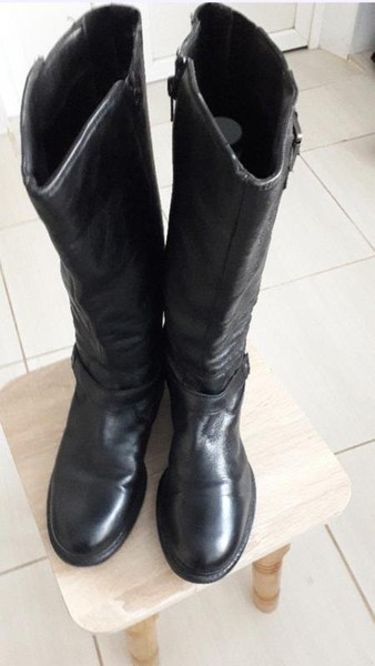 Women George Boots Black Leather 39