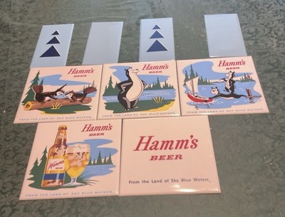Vintage 1960 s NOS Hamm s Beer Bear Plastic Tiles Complete Full Set W/Box