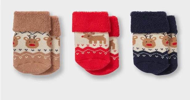C&A Erstlingssocken Baby Weihnachtssocken Söckchen Weihnachten 3 Paar Norwegermuster