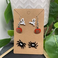 6 PC Matching Halloween Post Dangle Silver-tone Earring Set New Free Ship B886