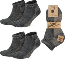 2 Pairs Alpaca Wool Low-Cut Ankle Socks for Medium Anthracite/Beige - 2 Pairs