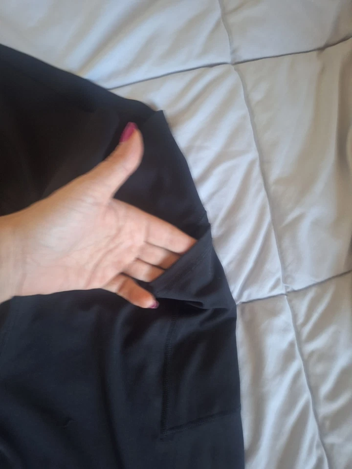 Leggings Rosa Cintura Alta Negros Grandes Poliéster Mezcla Spandex Foto 3 de 4