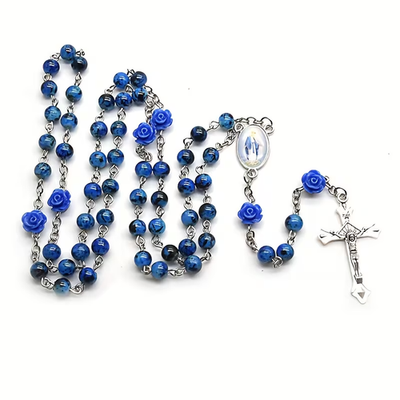 #ad Blue Army of our Lady Rosary 20 inches beautifully crafted free shipping $5.00