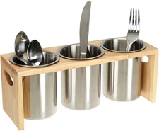 ZOOFOX 3 Pack Silverware Holder, Stainless Steel Utensil Organizer Silver 