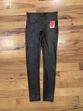 NWT SPANX Faux Leather Leggings Black Womens Size Medium NEW Stretch Nylon