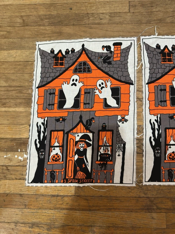 Tela de pañuelos de miedo espeluznante casa embrujada fantasmas brujos de Halloween de colección de los 80 Foto 2 de 4
