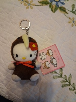 Vintage Hello Kitty Mini Brown Kiwi w/ Hood 4'' Plush Doll Sanrio Nwt