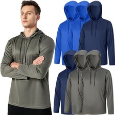 3/6 Pack Men's UPF 50 Sun Protection Hoodie Long Sleeve Quick Dry Active Shirt