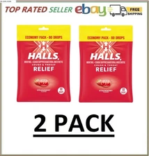 2 PACK - HALLS Relief Strawberry Flavor Cough Drops (80 ct.) Total 160 Ct