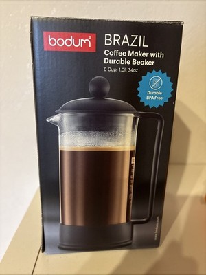 Bodum Brazil Coffee Maker with Durable Beaker 8 Tassen 1 0 Liter Schwarz