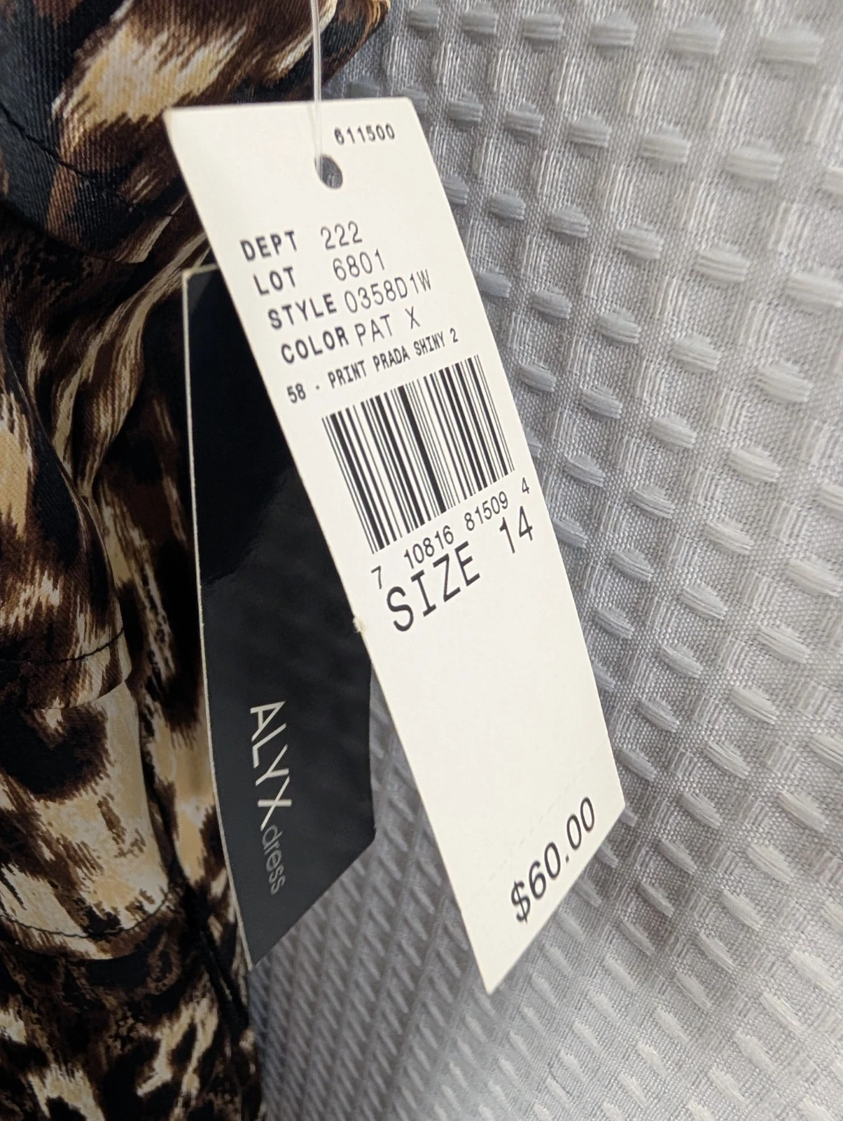 Abito ALYX stampa leopardata vestito senza maniche linea A nuovo con etichetta taglia 14 senza cintura