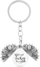 Keep Going Sunflower Keychain - Motivational Gift for Women Best Friend Gift.