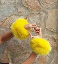 Real Fur Fox Cuffs in yellow color