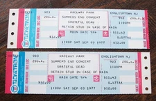 Grateful Dead SUMMERS END UNUSED Concert Tickets 2 Raceway Park Englishtown N.J.