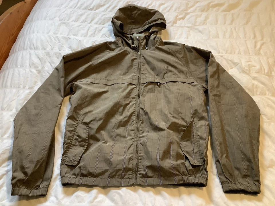 BEN SHERMAN Brown Check Varsity Hooded Zipped Jacket Size Large - Image 4 of 4