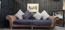TETRAD WESTWOOD GRAND 4 SEATER LEATHER & VELVET  SOFA DELIVERY AVAILABLE 