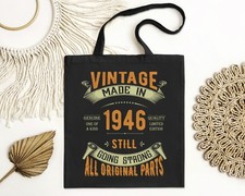 Vintage 1946 80th Birthday Tote Bag Gift Men Women Custom Age Party Bag 80 Years