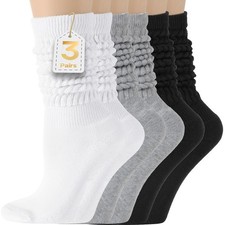 Slouchy Socks Women Slouch Scrunch Knee High Boot Long Tube Junk Socks 3 Pair...