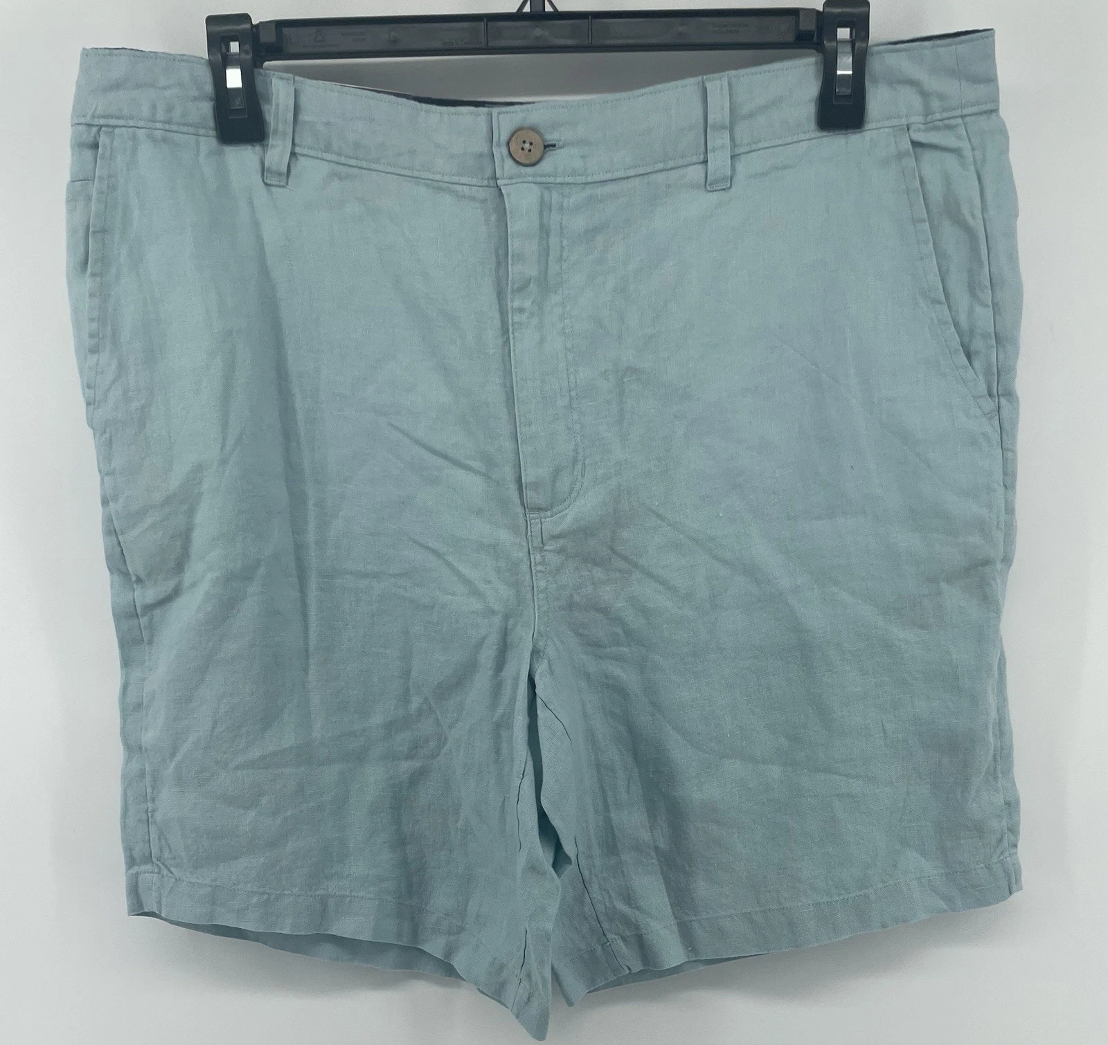 Daniel Hechter Paris 100% Linen Sz 38 Shorts Aqua Blue Lightweight 9"Inseam NWT