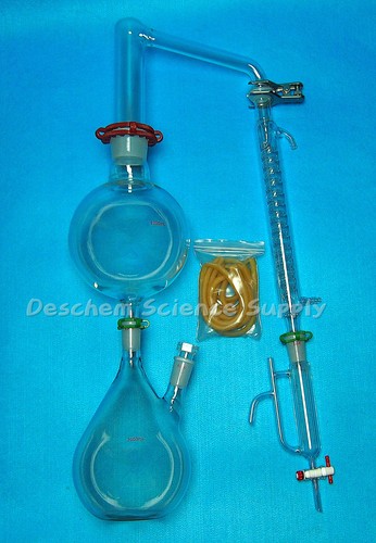 Glass Essential Oil Steam Distillation Apparatus,Graham Condenser,W/Clamps - Picture 3 of 4