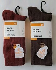 Timberland Men's Wool Boot Socks Recycled Brown Red US Size 9-12
