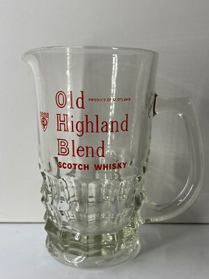 Old Highland Blend Scotch Whisky Vintage/Retro große klare Pressglas Kanne 