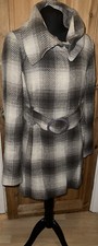 Jane Norman Size 14 Checked Coat Cream Vintage Womens Ladies Jacket Belt 90s Y2k