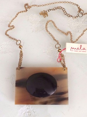 Artist Handmade Natural Horn Statement Pendant Strand Necklace India 