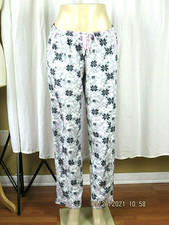 LIZ CLAIBORNE LIZ WEAR SZ M 100 Polyester Pink Gray Black Pajama Set Top Pants