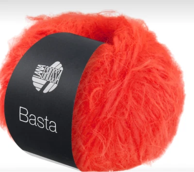 (kg/138€) NEU! BASTA Lana Grossa 50g Fb. 11 rotorange federzarter Flausch