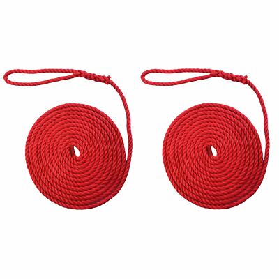 2 x 10 mm rote Softline Festmacherseile x 22 m C/B 15 Zoll Soft Eye, Warps, Boot