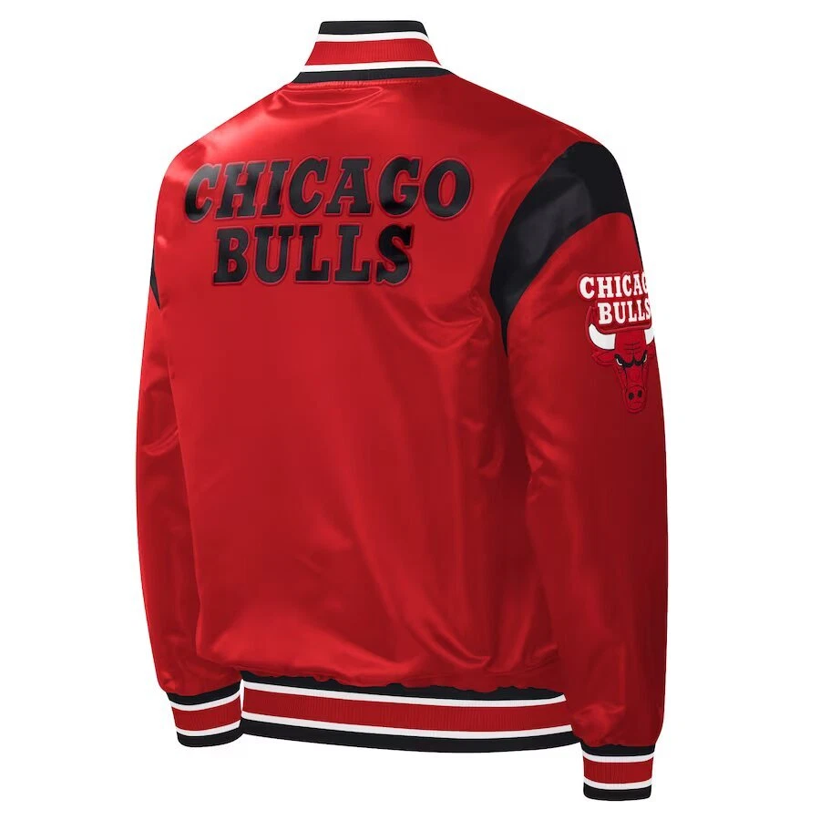 Chicago Bulls Red Satin Baseball Jacket Letterman Jacket Varsity Jacket