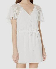 $285 BB Dakota Women's White Crochet Lace Short Sleeve Skater Dress Size M