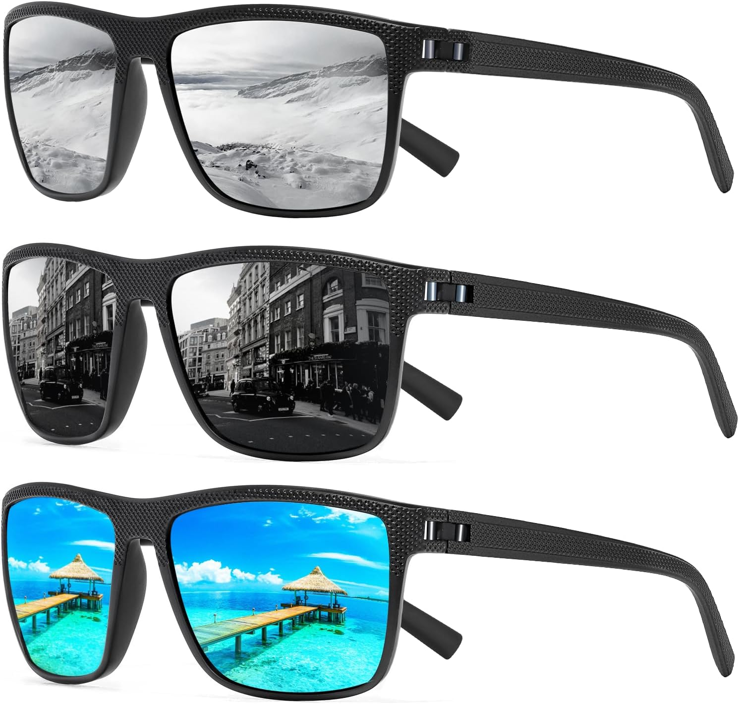 Square Polarized Sunglasses for Men and Women Lightweight Frame Sun Glasses with