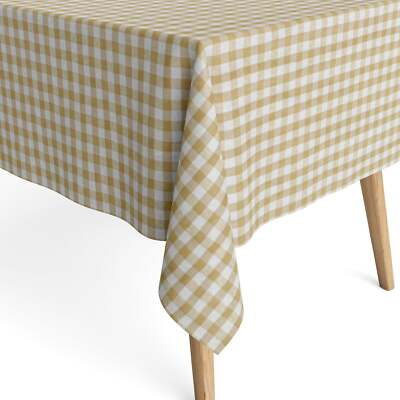Jacquard Tischdecke beschichtete Baumwolle MENORCA beige kariert eckig rund oval