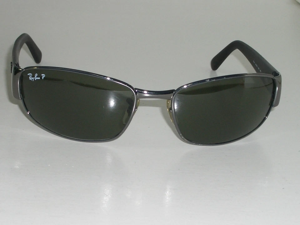 RAY BAN RB3141 LEATHER II 60[]18mm GUNMETAL POLARIZED SPORT WRAPS SUNGLASSES NEW - Image 4 of 4