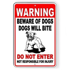 Warning Sign Beware Of Dogs Do Not Enter Dogs Will Bite METAL pitbull SBD027