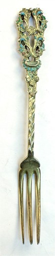 Gilt Sterling and Enamel Strawberry Fork - Picture 3 of 3