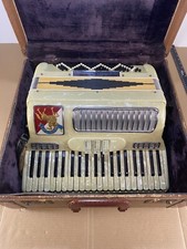 Tested Working Vintage Piano Nobility Accordion Pearl White w/ Case Instrument