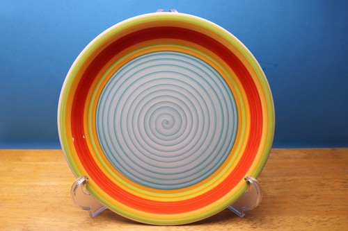 Citrus Grove Striped Multi-color DINNER PLATE (S) Swirl 10 3/4 " Blue Center - Picture 3 of 6