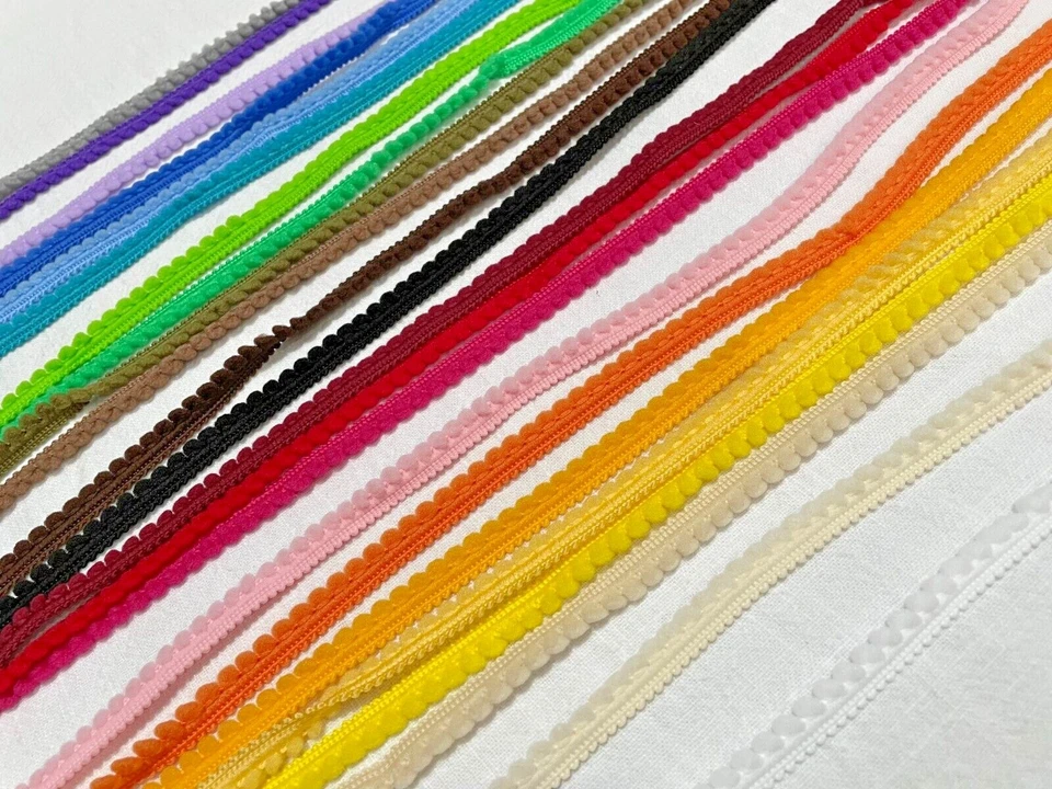 LUSHFABRIC Mini Bommelborte Bommelborte Fransen Perlenbommelborte - Größe 5 mm - Meterware #E