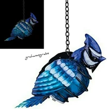 BIRD SOLAR LANTERN BLUE JAY REGAL ARTS 12547 GLOWS GARDEN YARD DECOR FREE SHIP