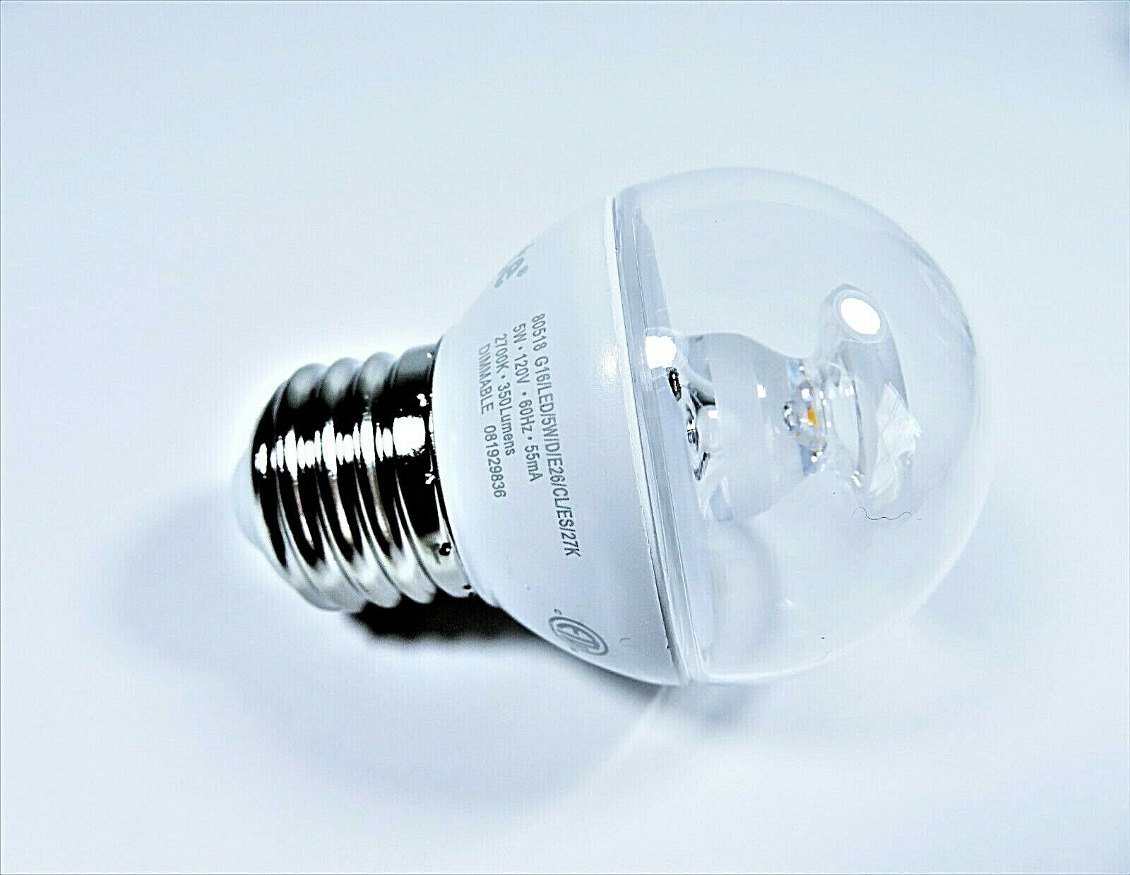 Sunlite 5W LED Light Bulb 40 Equiv Clear G16 Med Base E26 Warm White Dimmable